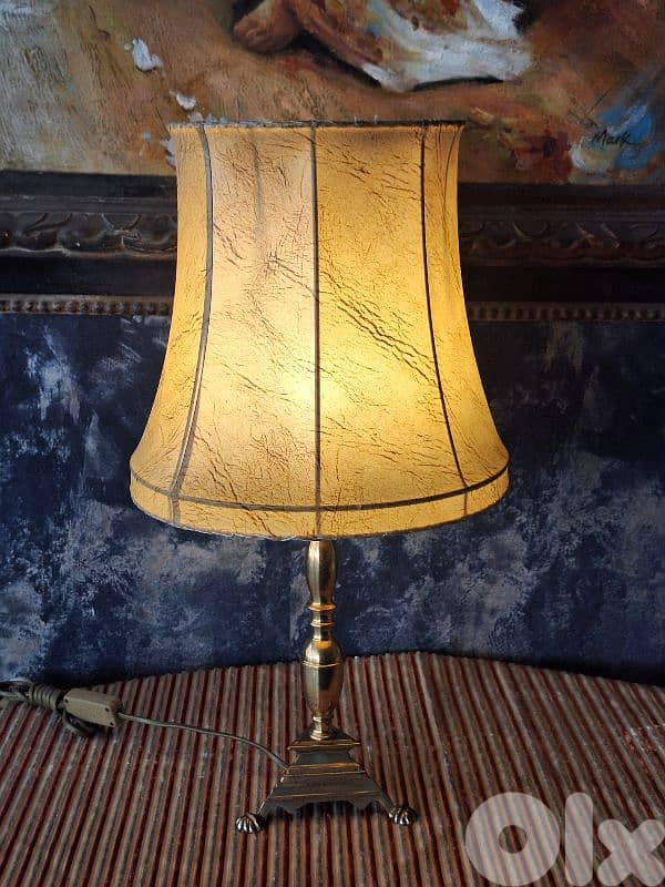 leather and brass french lamp 1