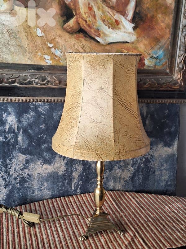 leather and brass french lamp 3