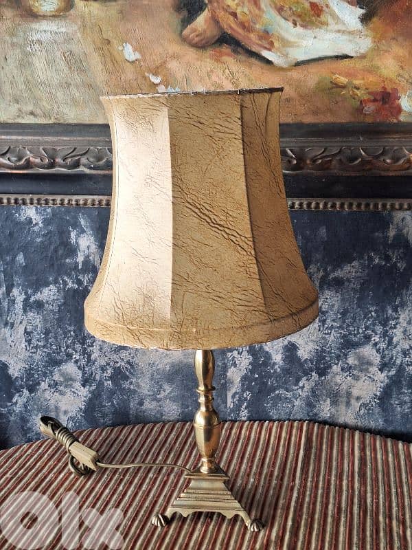 leather and brass french lamp 4