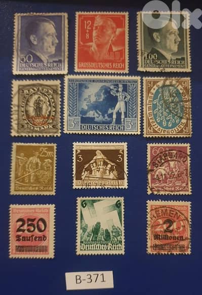 Germany Reich Nazi Hitler 12 stamps # B-371