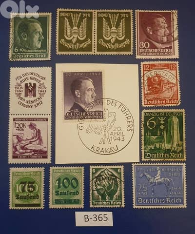 Germany Reich Nazi Hitler 13 stamps Lot # B-365