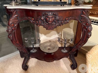 Console française de style Napoléon III en bois sculpté