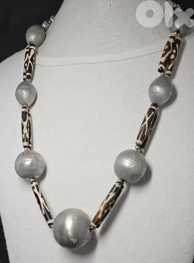 10$ vintage tribal necklace matte silver