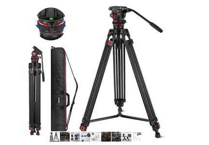 NEEWER TP75 74" Pro Video Tripod with Fluid Head