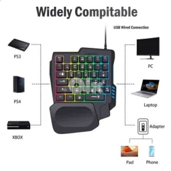 JEDEL K601 One Handed Keyboard 35 Keys 2