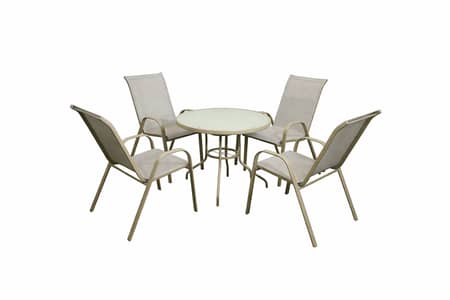 Luxury 5-Piece Sand-Beige Outdoor Dining Collection