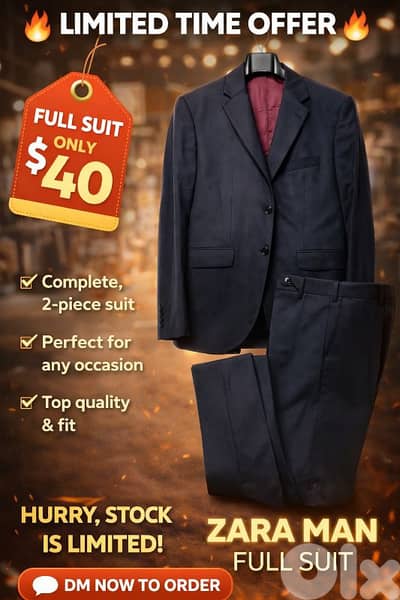 Zara man blazer with pants طقم رجالي