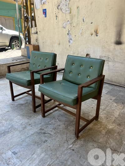 Pair of Vintage Mid-Century Modern Leather Office Chair فوتاي كنب