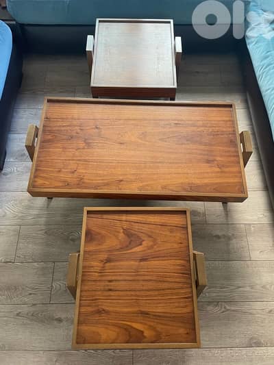 wooden table set (3 pieces)