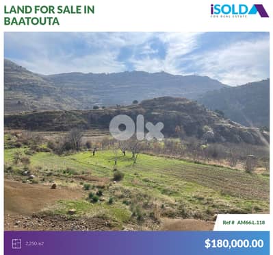 2250m2 Prime land mountain view 4sale in Baatouta-أرض للبيع في بقعتوتة