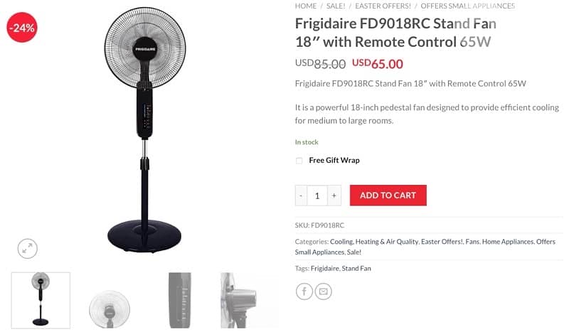 Stand Fan Frigidaire 18" with Remote Control 1