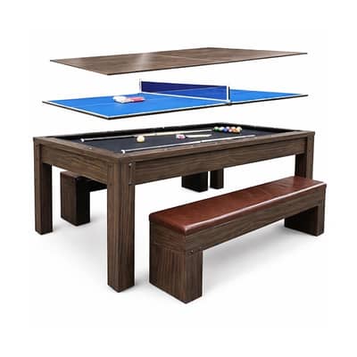 7FT Billiard Table 3-in-1 with Ping Pong & Dining