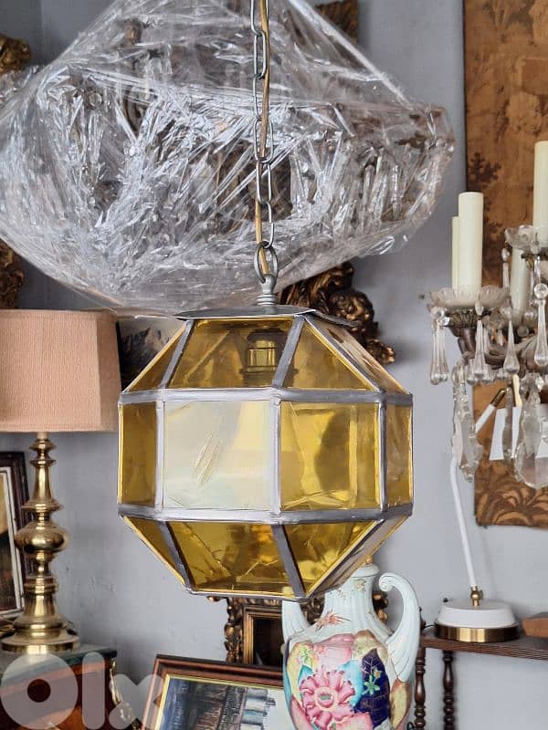 antique italian colored glass lantern 2