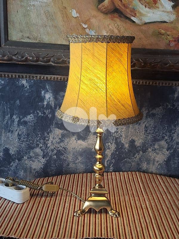 antique french brass leather lamp 1