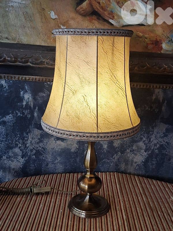 antique french brass leather lamp 6