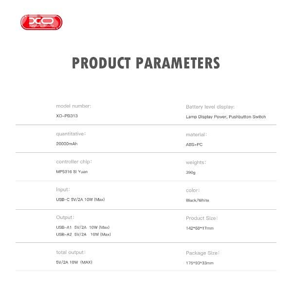 XO Power bank 20.000mah 4