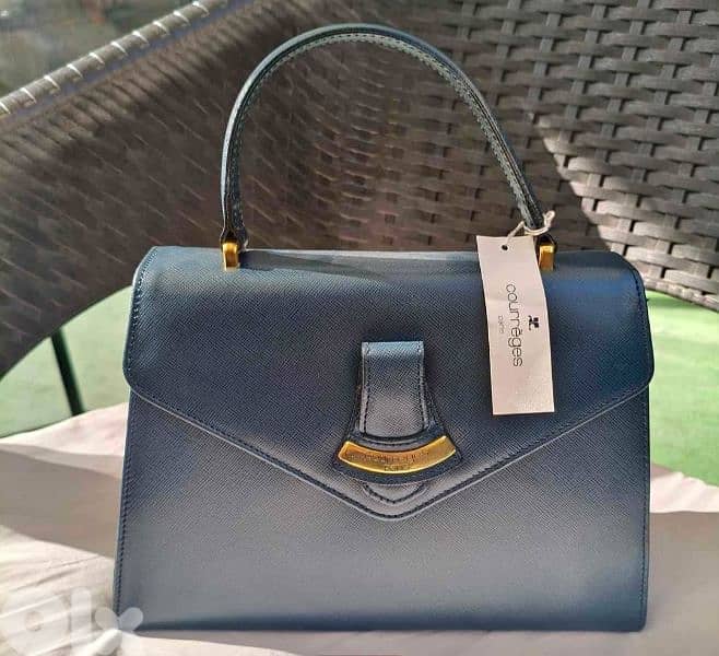 Courrèges Blue Leather handbag for less than half price 1