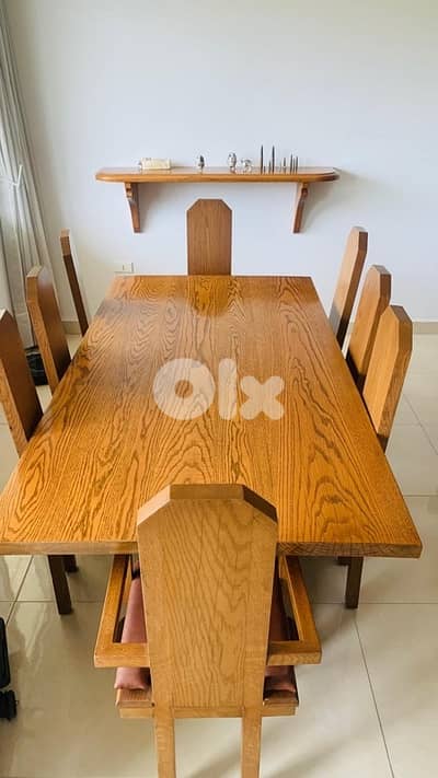 full dining table and chairs and wall dressoir