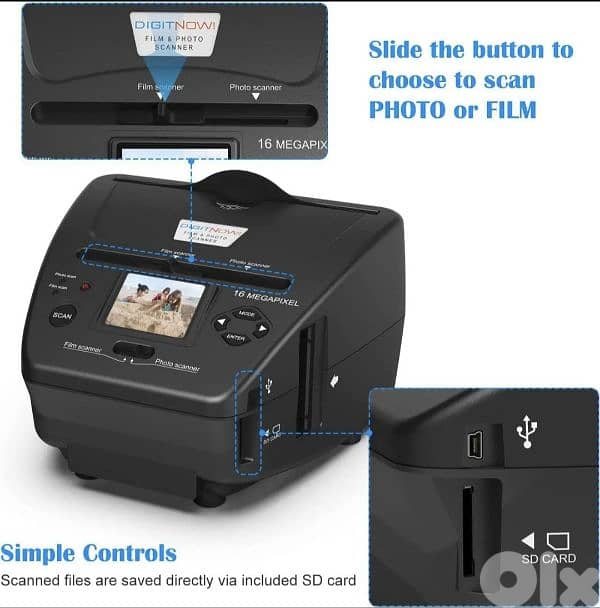 DIGITNOW Film/Photo Scanner 2.4" LCD Converts Slides & Negatives film 3
