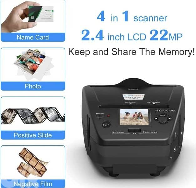 DIGITNOW Film/Photo Scanner 2.4" LCD Converts Slides & Negatives film 7