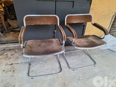 Set of Curved Chromed Steel Chairs, 1970s