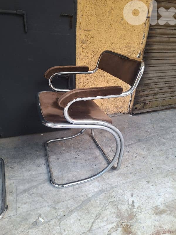 Set of Curved Chromed Steel Chairs, 1970s 4