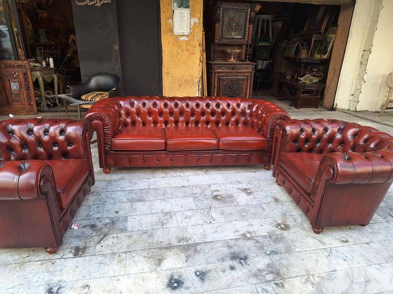 salon chesterfield genuine leather buffalo original England 5