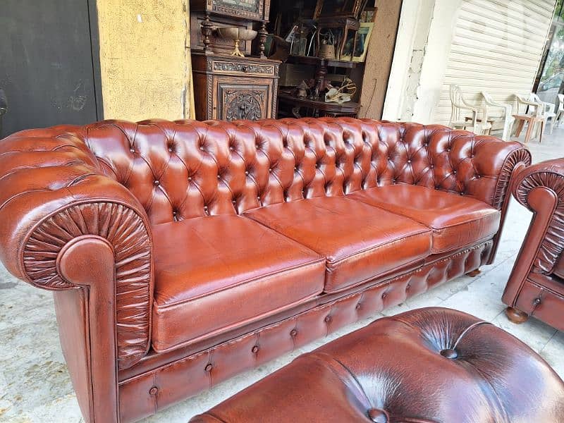 salon chesterfield genuine leather buffalo original England 7