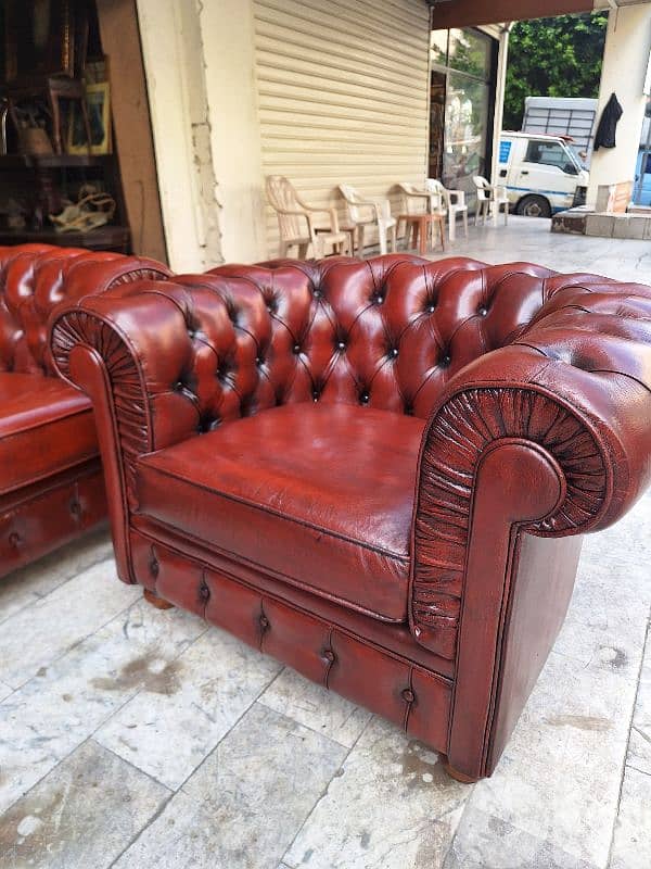 salon chesterfield genuine leather buffalo original England 8