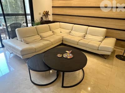 living room- white leather- Italian made