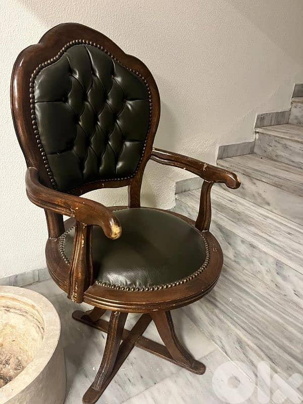 Rustic chair- leather , real wood 1