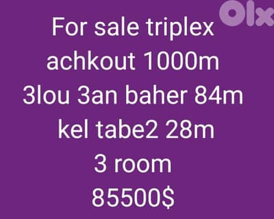 For sale new chalet  triplex se3r helo 84m  3 room chemine