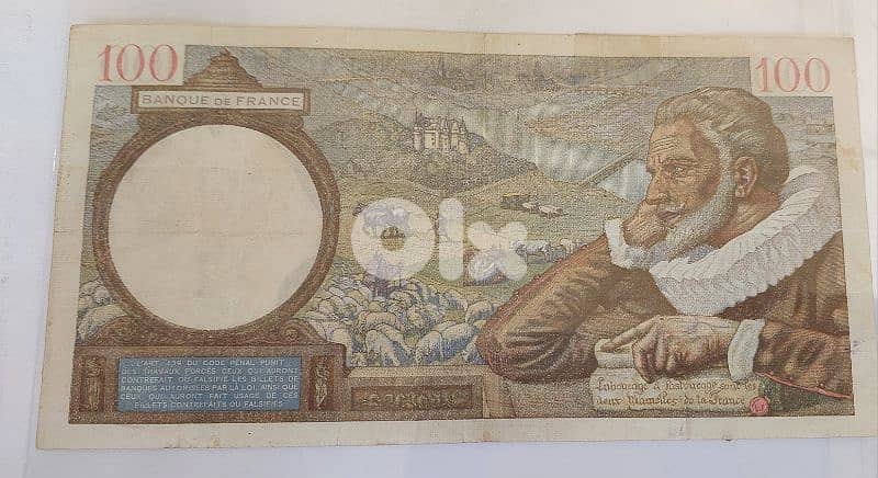 Banqe De France One Hundred Francs Banknote year 1940 World War Two 1