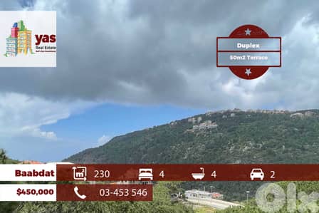 Baabdat 230m2 | 50m2 Terrace | Mountain View | Duplex | TCH