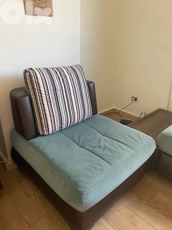 L-Shaped Sofa Set (Convertible to Bed) + single seater sofa 3