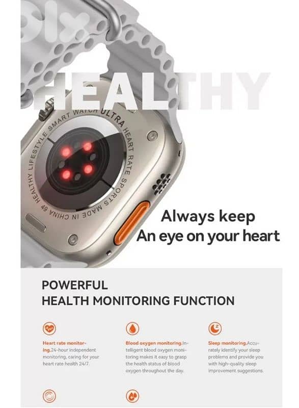 Ultra 9 Touch Screen Bluetooth Smartwatch With Charger & Extra Strap 5