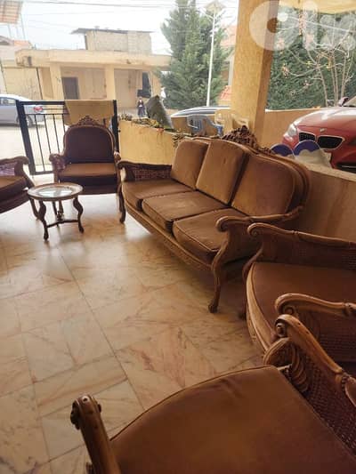 Vintage Louis XV Style Salon Set – Wood & Cane