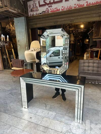 Mid-century italian consol table with miroir 130cmx40cm