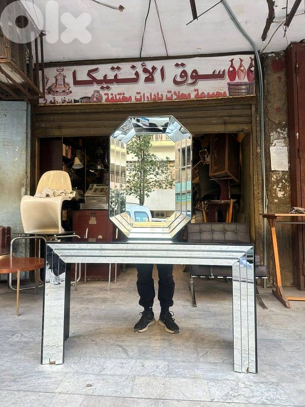 Mid-century italian consol table with miroir 130cmx40cm 1