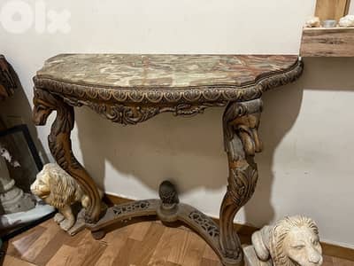 Antique table / marble / wood