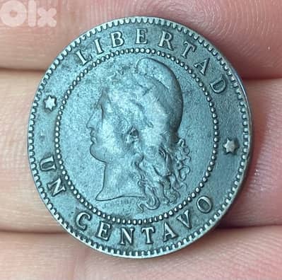 عملة قديمة أرجنتين ٢ سنتافوس سنة ١٨٨٤