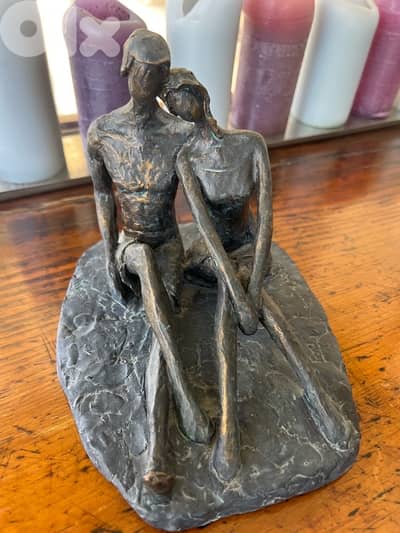 Modern Abstract Bronze Sculpture – Couple (Handcrafted Look)