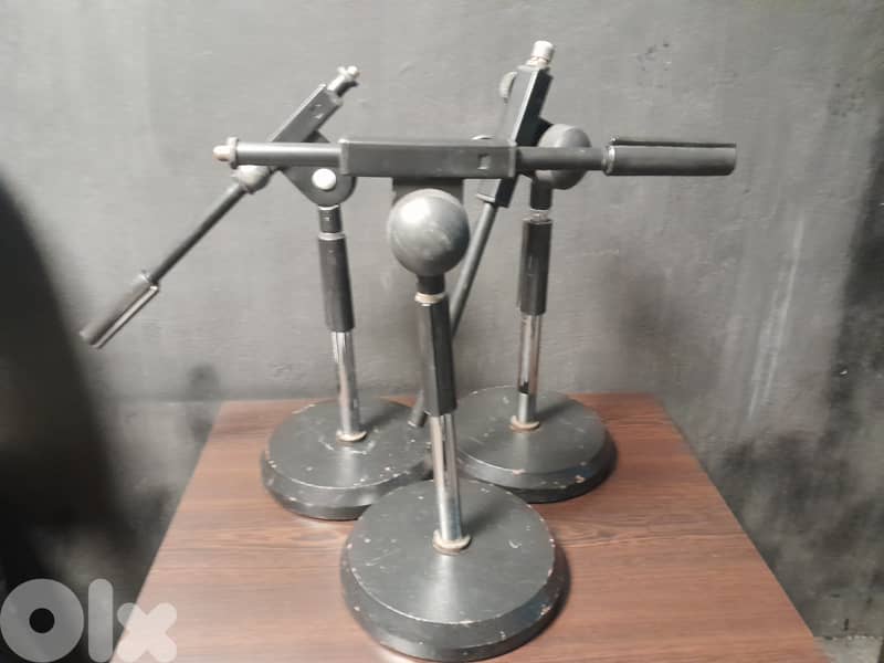 K&M Extra-long overhead microphone stands & 3 Table Stands w/Boom Arms 8