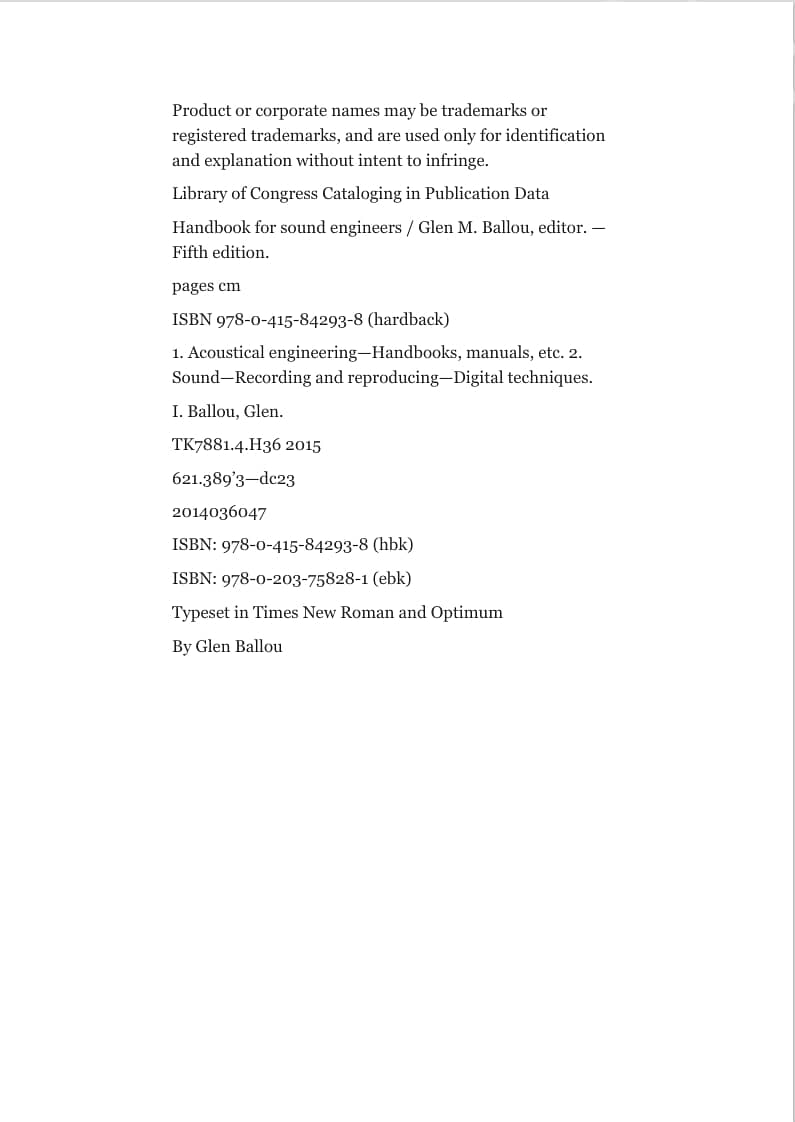 Handbook for Sound Engineers 5th edition by Glen Ballou (eBook) 3