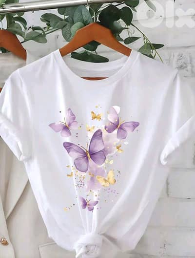 New Woman Fashionable Round Neck T-Shirts (Purple, Blue & Yellow)