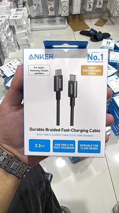 Anker usb-c to usb-c cable 3.3ft 60w braided black A8752H11