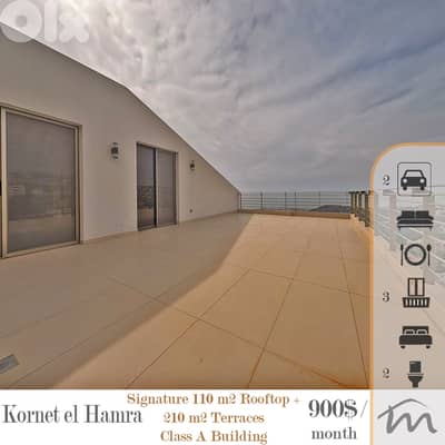 Cornet El Hamra | Class A Building | Signature 320m² 1 Bedroom Rooftop