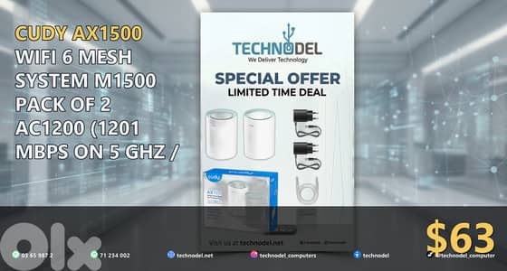 - CUDY AX1500 WiFi 6 Mesh System M1500 Pack of 2
