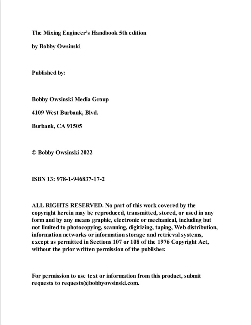 The Mixing Engineer's Handbook 5th Edition by Bobby Owsinski (eBook) 2