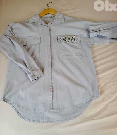 قميص رمادي L